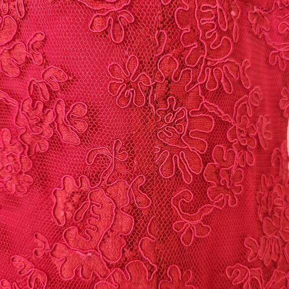 DAVID MEISTER Red Lace Formal Evening Gown Maxi Dress Size 4 - Picture 13 of 14